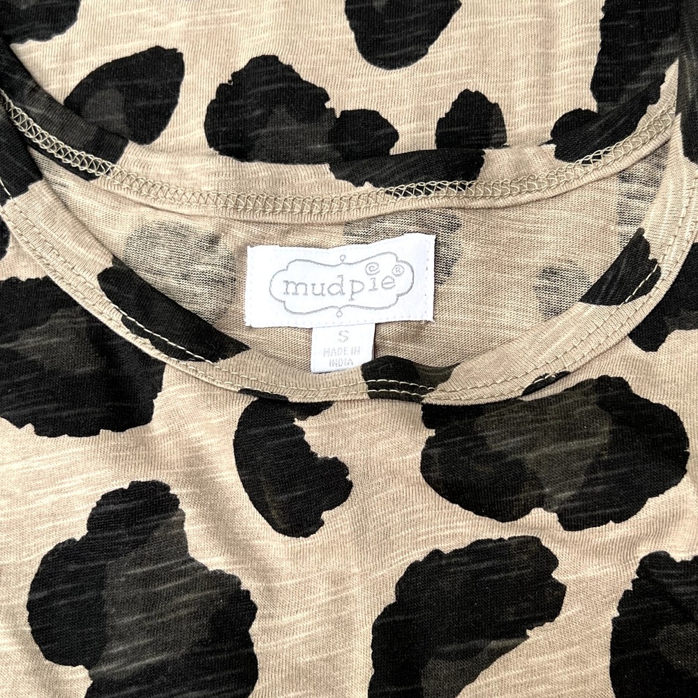 Mud Pie Effie Tank Top Size Small S Leopard Print Sleeveless Swing EUC - Picture 3 of 5